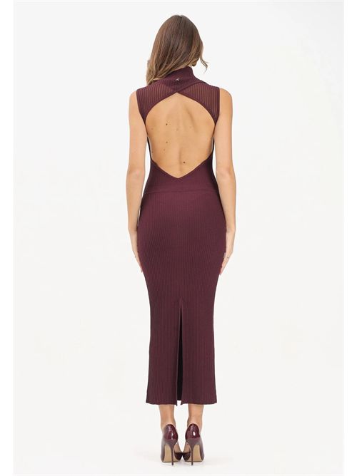 PATRIZIA PEPE Abito midi bordeaux da donna in maglia a costine PATRIZIA PEPE | 8A1555-K143M536